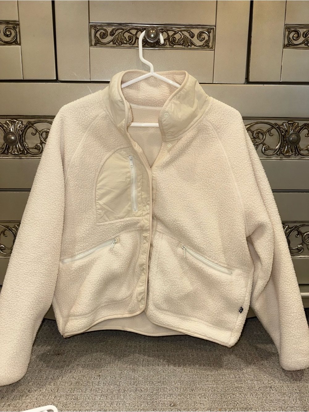 Cream Sherpa Fleece Jacket - Lightweight Cozy Layer